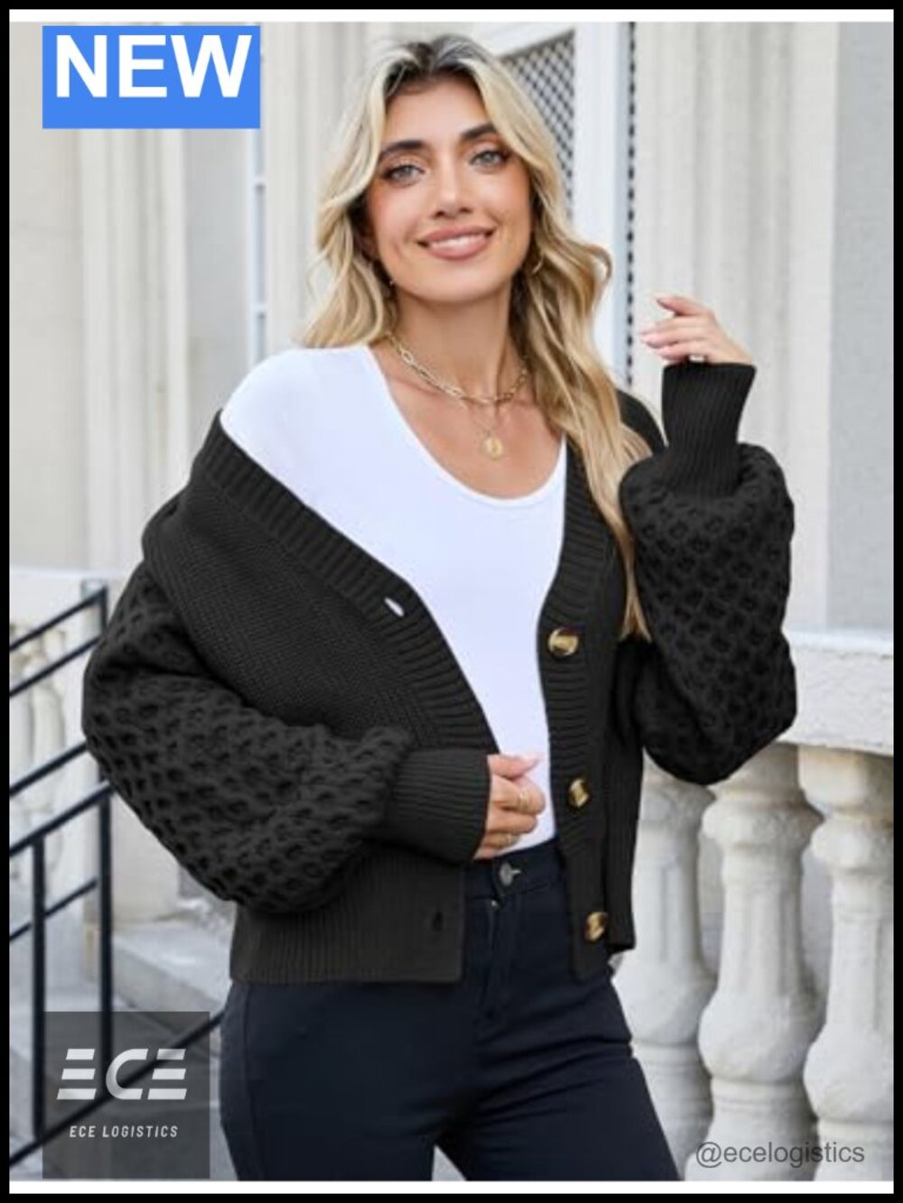 Cable Knit Button Down Drop Shoulder Chunky Sweater Cardigan - Picture 3 of 6